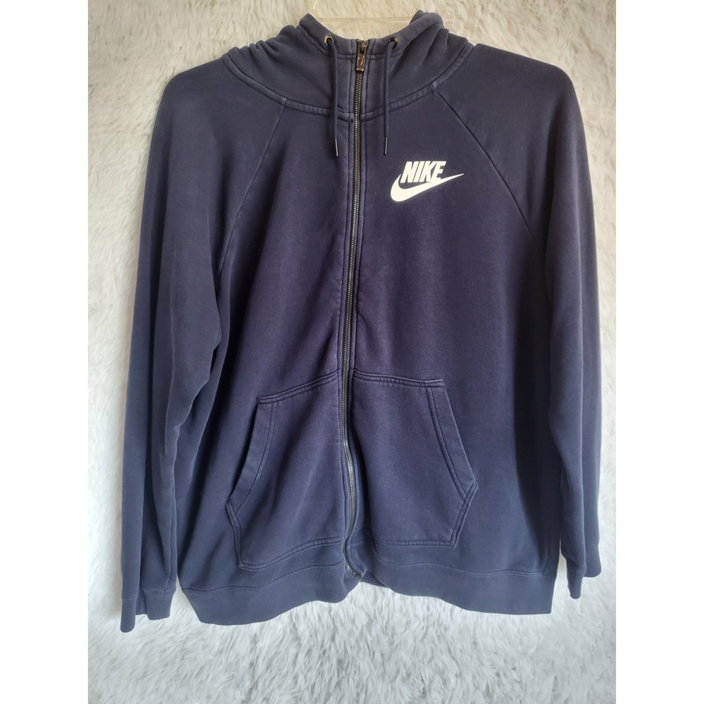 Nike Sportswear Rally Hoodie Women's Size XL Navy Blue Full Zip Logo